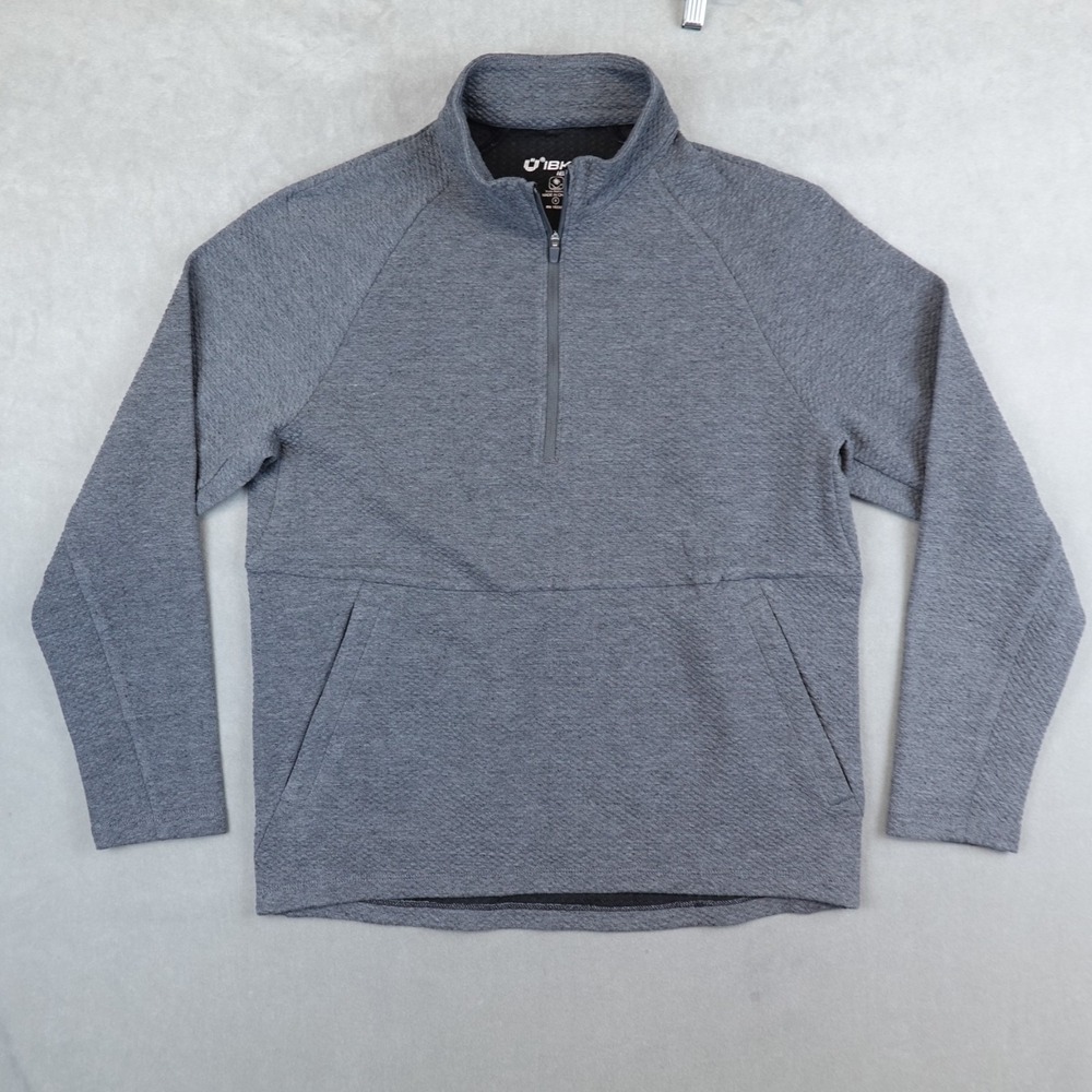 NEW IBKUL Sweater Solid Popcorn Stitch 1/4 Zip Pullover Size Small Gray IBCOOL